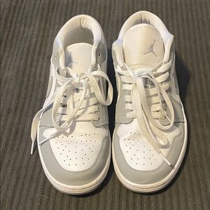 White & Gray Nike Air Jordan 1 Low Women’s Shoes